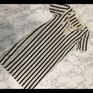 Blue and white dress